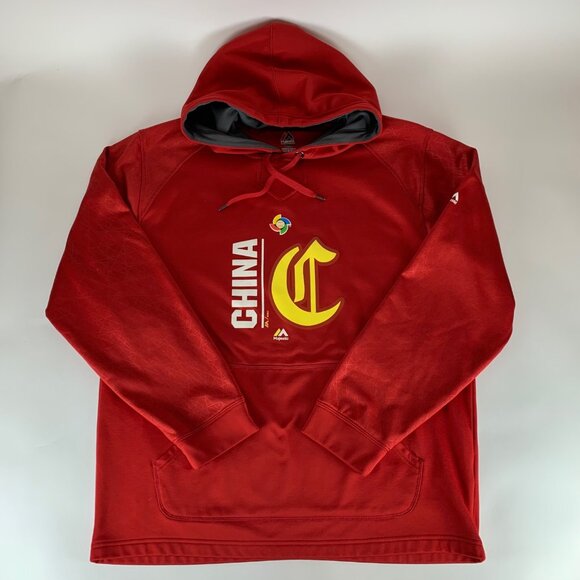China World Baseball Classic Red Majestic Athletic Pullover Hoodie - Picture 1 of 5